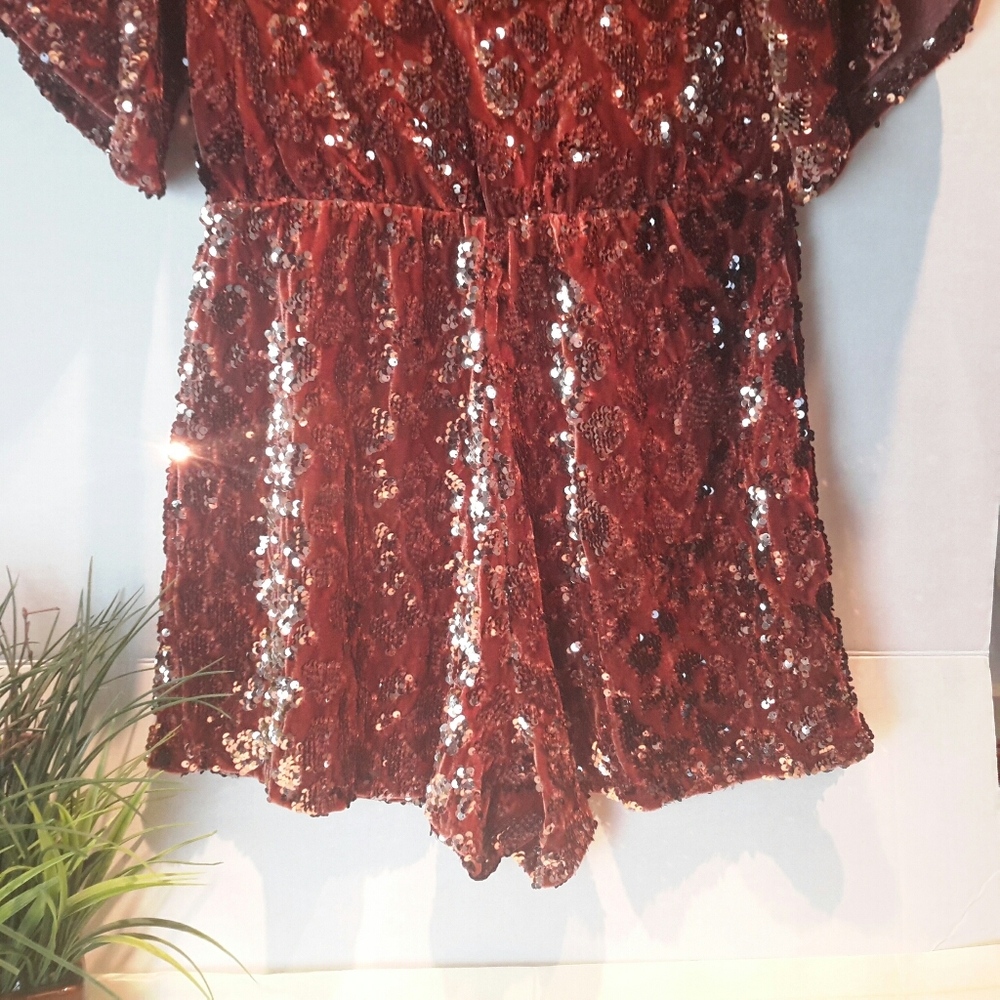 Venus Rust Multi Sequin Romper  Size S - Picture 11 of 12